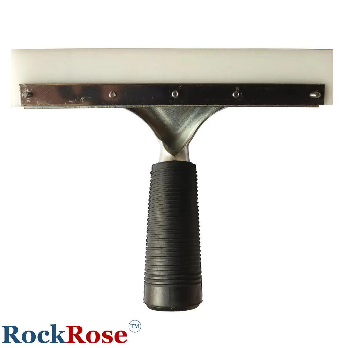 8-Inch Pro Squeegee with black handle and metal blade on a white background, featuring the RockRose brand.