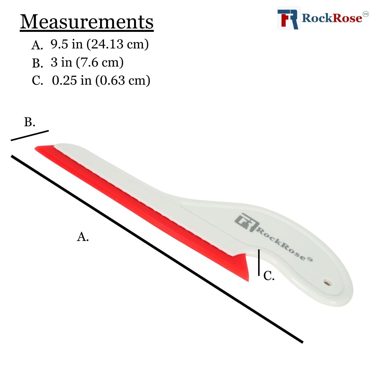 6-Inch Long Reach Triangular Scraper Squeegee Red with Silicone Blade for Windshield: Effortless Residual Water, Dust, Snow, and Ice Removal (Red)