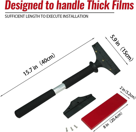 Squeegee with measurements and text indicating its use for thick films.