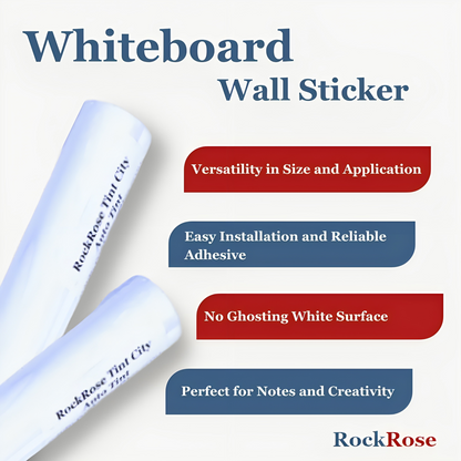 Rockrose Self Adhesive Whiteboard Sticker with Easily Erase Feature - White Board Wall Sticker for School Office & Home - Peel and Stick Whiteboard Paper - White