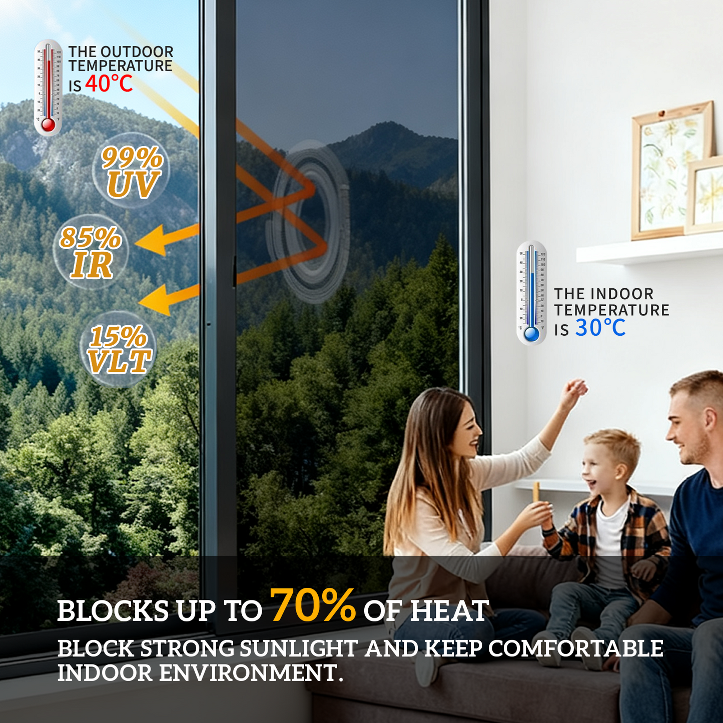 RockRose Reflective Building Tint Film – One Way Mirror Tint for Home & Office Windows | 99% UV Block