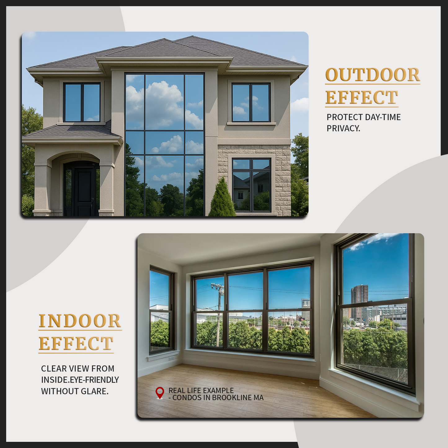 RockRose Reflective Building Tint Film – One Way Mirror Tint for Home & Office Windows | 99% UV Block