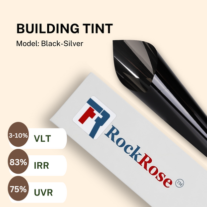 RockRose Reflective Building Tint Film to Enhance Privacy & Style - One Way Window Film Tint for Home Windows & Commercial Purpose - VLT Mirror Tint with 99% UV Blocking Feature