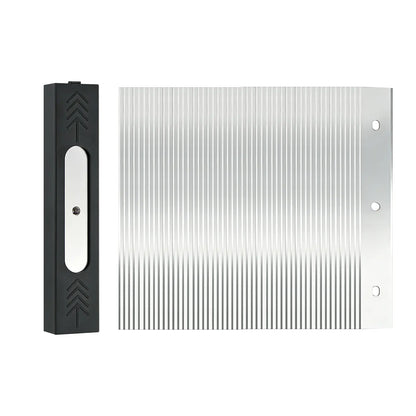 Multiple stainless blade on a black holder