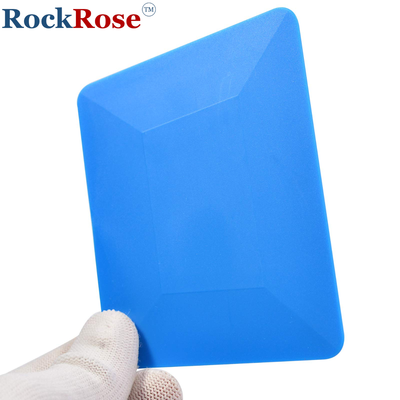 RockRose 4" Hard Card Squeegee for Precision Application - Window Film Squeegee Card with Comfortable to Handle Feature - Tool for Precise Movements During Installations - Blue