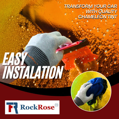 Advertisement for RockRose chameleon tint with a gloved hand applying the product.