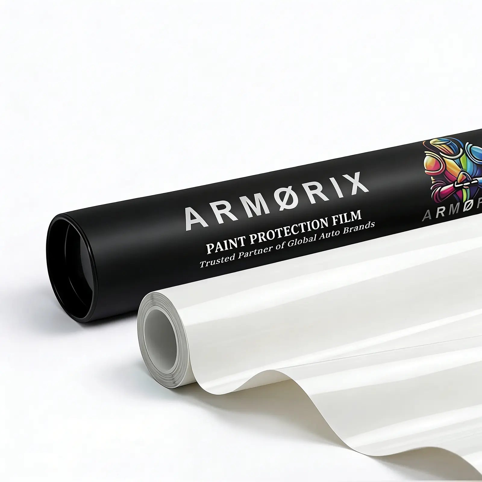 Roll of Armorix paint protection film clear on a white background