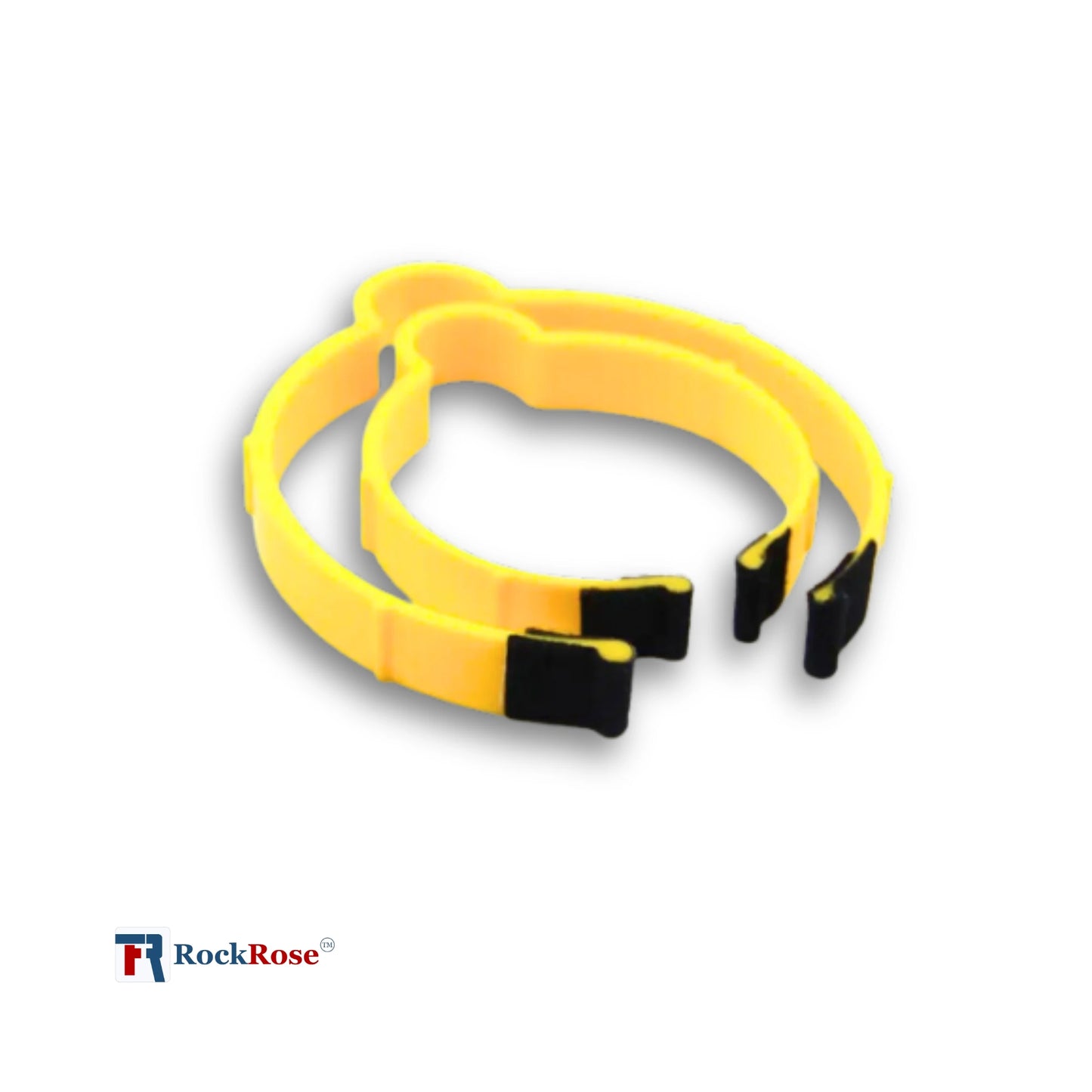 Coil Hoop Clip yellow on a white background with rockrose logo