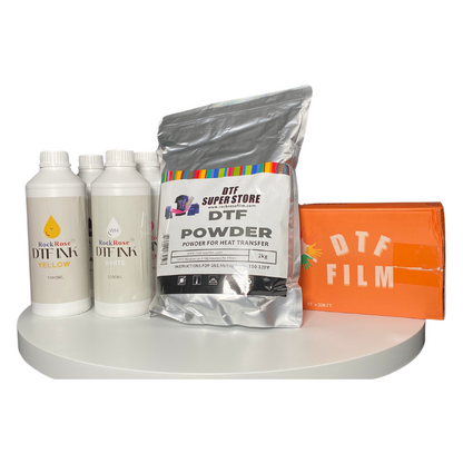 RockRose DTF Transfer Ink for Dark & Light Fabrics with Vibrant Colors - High-Quality Refill Cyan Sublimation Ink for DTF Transfer Film & DTF Printers