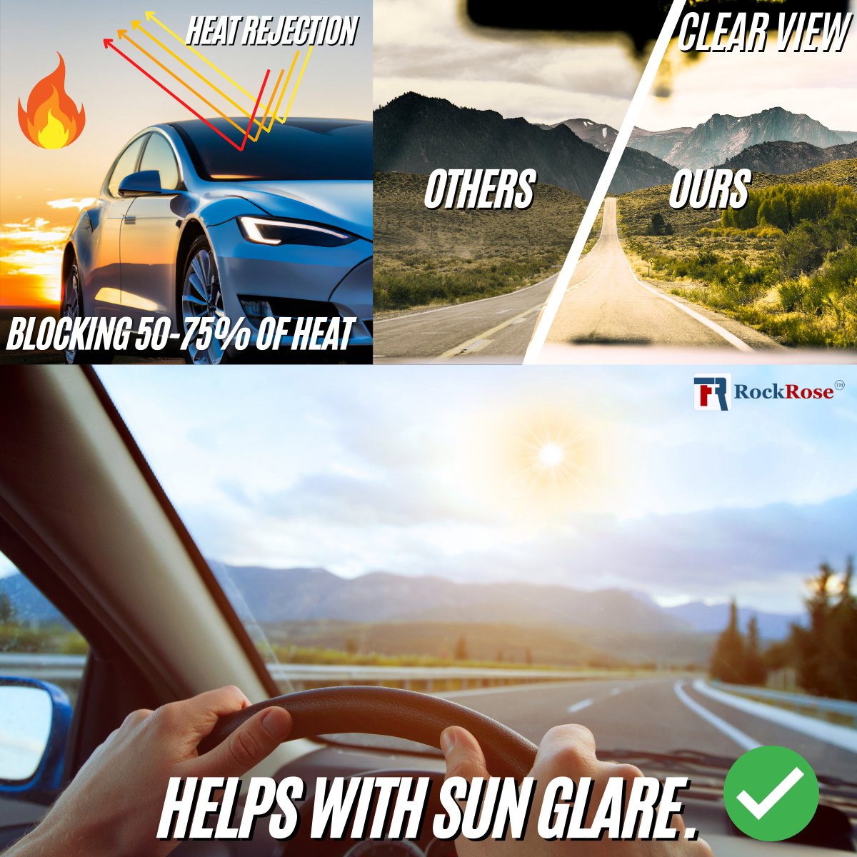 Deep blue chameleon front window tint application