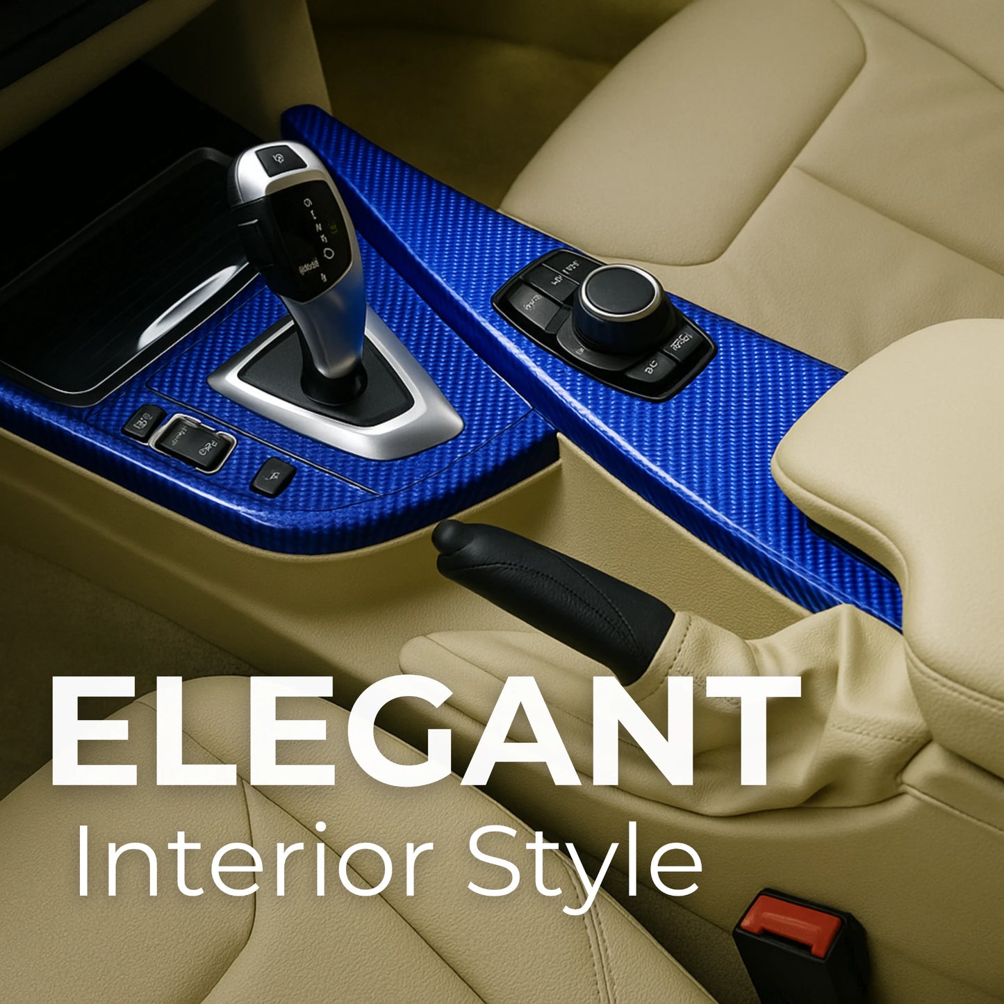 elegant interior style vinyl wrap 7D blue cars