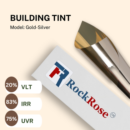 RockRose Reflective Building Tint Film to Enhance Privacy & Style - One Way Window Film Tint for Home Windows & Commercial Purpose - VLT Mirror Tint with 99% UV Blocking Feature