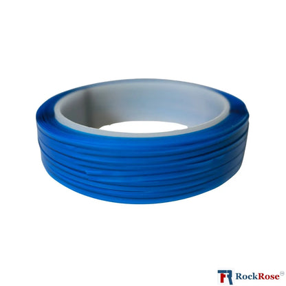 Blue roll of tape with white core on a white background, featuring the RockRose logo.