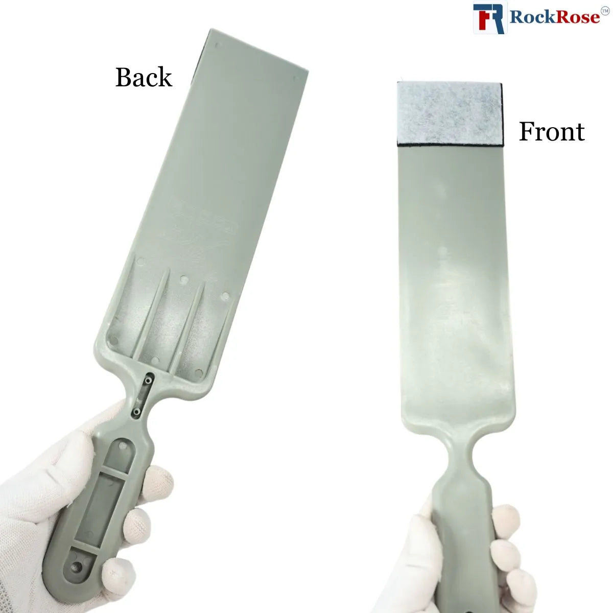 Front and back long hand scrubber squeegee on a white background