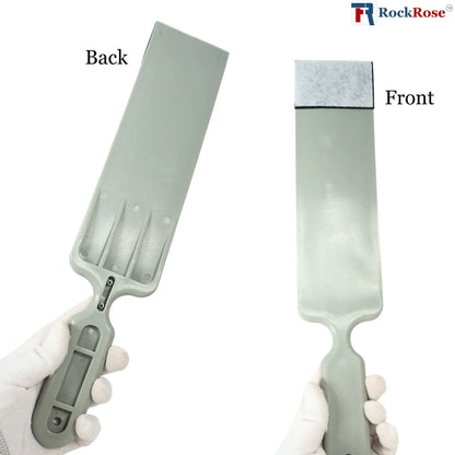 Front and back long hand scrubber squeegee on a white background