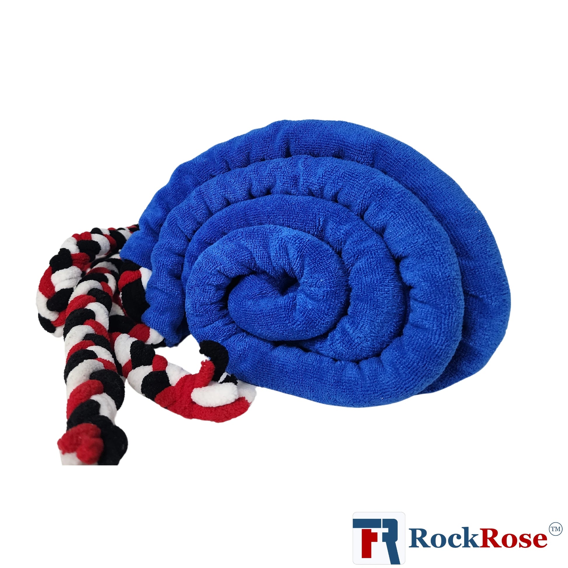 A blue dashboard cover with a patterned edge, branded with the RockRose logo, laid out on a white background.