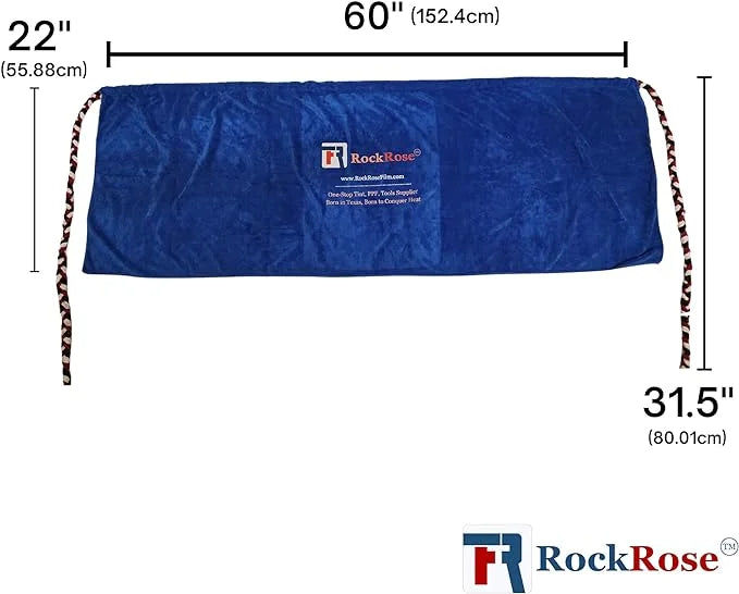 A blue dashboard cover with a patterned edge, branded with the RockRose logo, laid out on a white background.