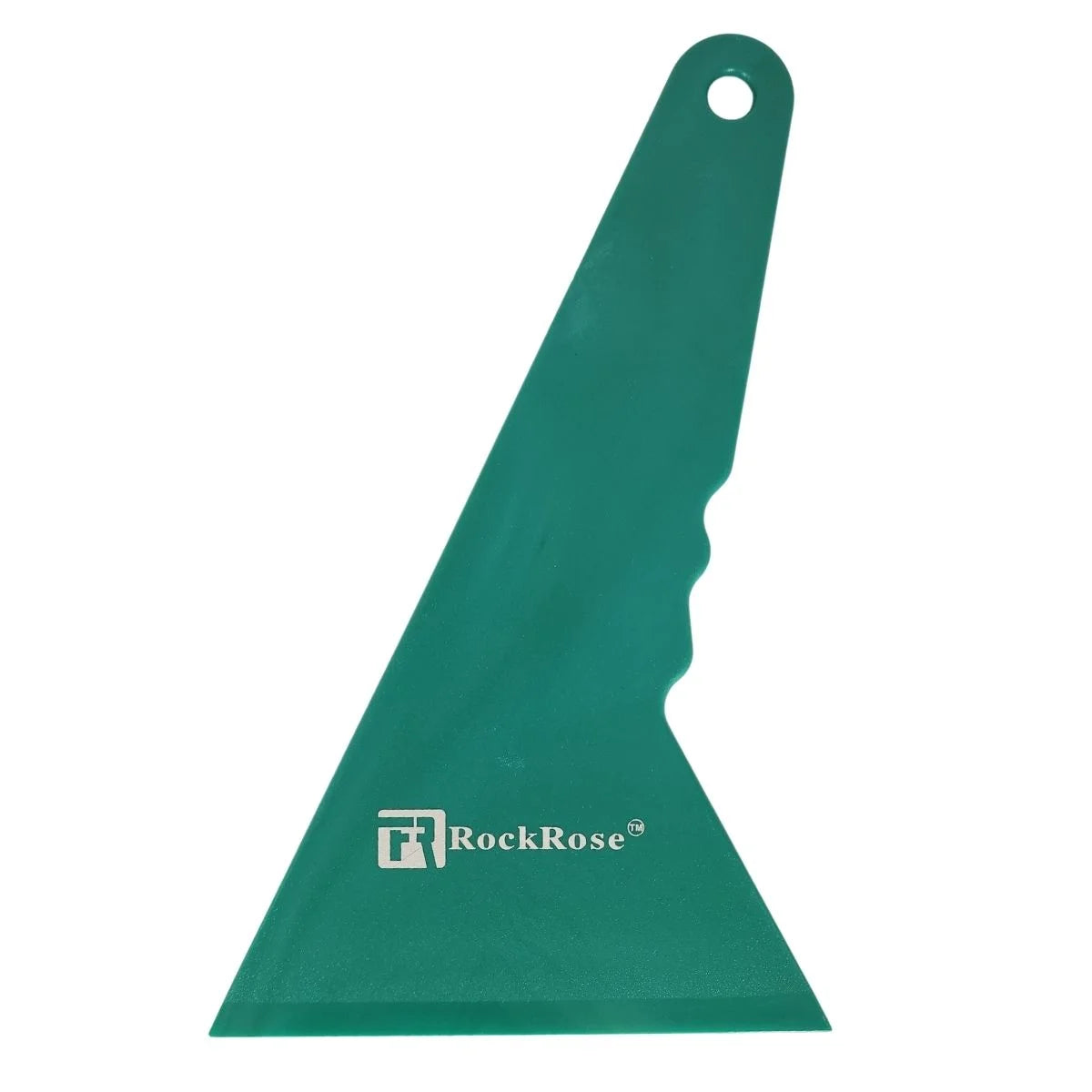 Green rubber squeegee with RockRose logo on a white background