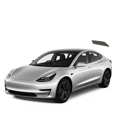 Silver tesla car on a white background with rear window precut tint