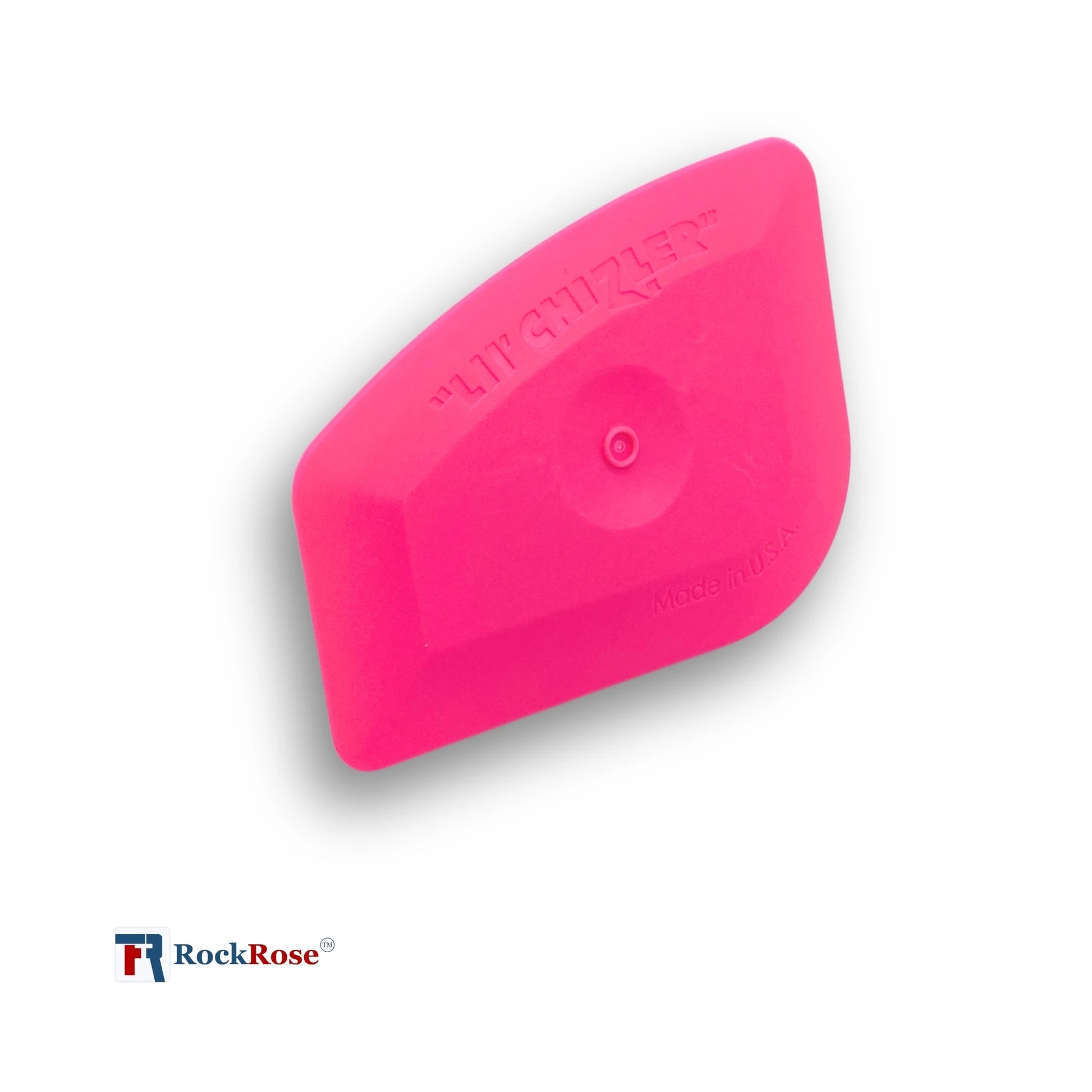 Pink plastic tool with 'RockRose' branding on a white background