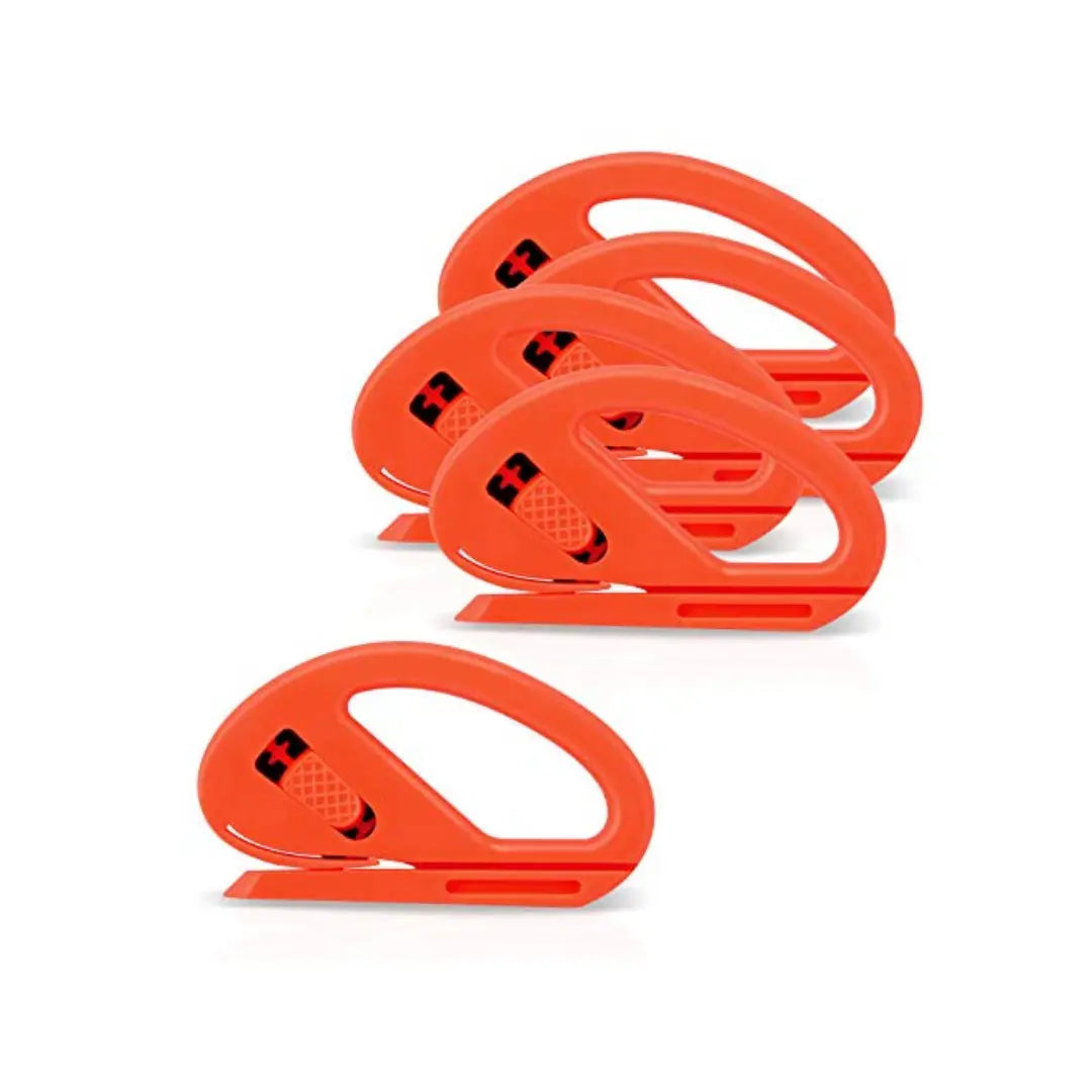 Set of red Safety Film Cutter Shielded Blade Tool on a white background