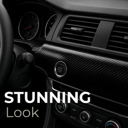 Interior view showcasing 7D carbon fiber wrap with a stunning high-gloss finish on the dashboard panel for a premium, sporty look.