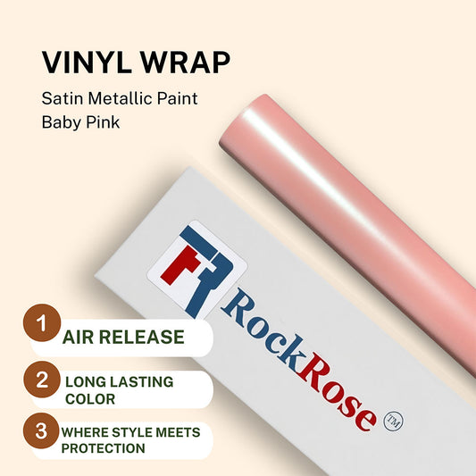 RockRose Satin Metallic Paint Vinyl Wrap Baby Pink