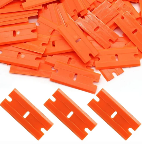 100-Pack Mini Scraper Cleaning Plastic Blades, Orange