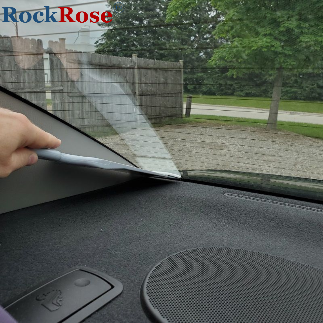 RockRose Long Handle Squeegee with Scrubber for Tinting - Premium Material Windshield Squeegee with Single Side Scrubber - Lightweight Car Interior Wipers for Cleaning Purposes