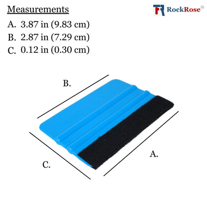 RockRose Felt Edge Vinyl Squeegee for Precision Application - Window Film Squeegee Card with Comfortable to Handle Feature - Black Felt Edge Tool for Precise Movements During Installations - Blue