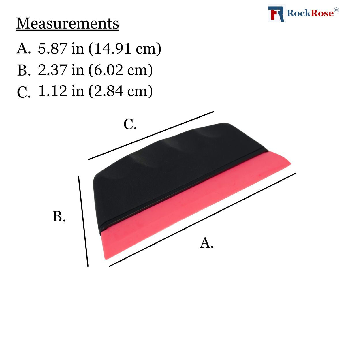 RockRose PPF Squeegee Rubber Blade Tool for Car Cleaning & Detailing - Comfortable Grip Hand Squeegee for Car Windows Tinting - Car Window Hand Squeegee for Vinyl Wrap Installation - Rubber Handle