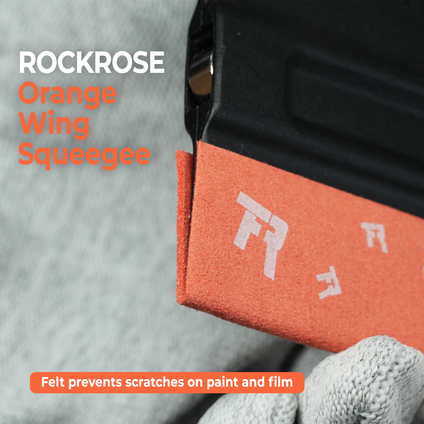 RockRose Black Wing Squeegee with Felt Edge – 3.9" Professional Vinyl Wrap Tool for PPF, Window Tint & Decals, Scratch-Free Bubble Removal Applicator