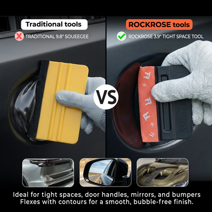 RockRose Black Wing Squeegee with Felt Edge – 3.9" Professional Vinyl Wrap Tool for PPF, Window Tint & Decals, Scratch-Free Bubble Removal Applicator