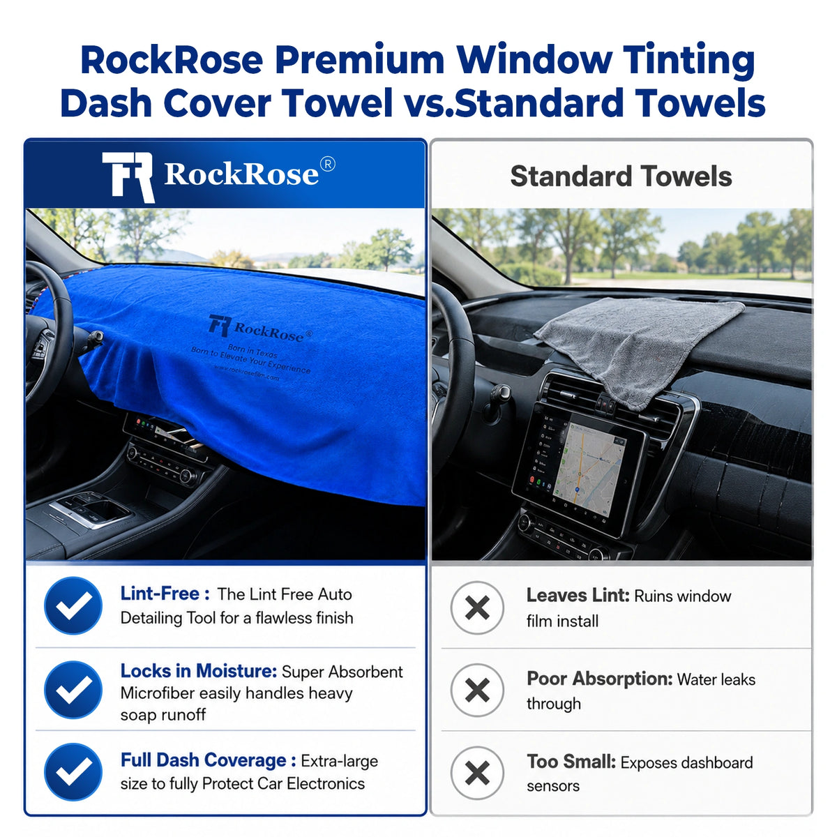 RockRose Car Dashboard Cover – Non-Slip UV Protection, Anti-Glare & Heat Protection