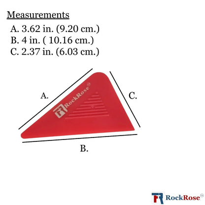 Tri-Edge Red Corner Card  with measurements and RockRose branding on a white background