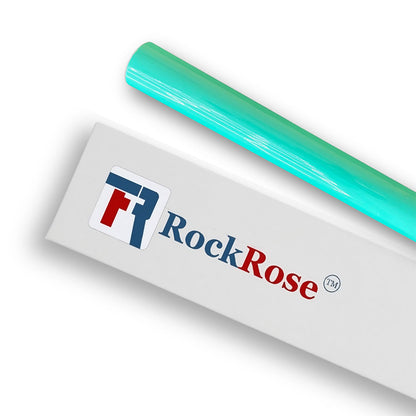 RockRose Ultra-Gloss Vinyl Wrap - Car Wrap Film for Interior Applications - Air Release Feature Vehicle Wrap Vinyl - UV Resistance Adhesive Back Automotive Vinyl - Aqua Blue