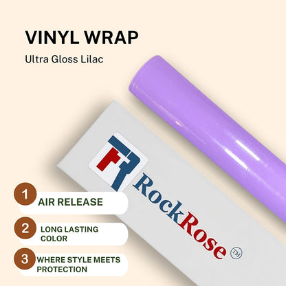 Roll of purple vinyl wrap with RockRose branding on a beige background