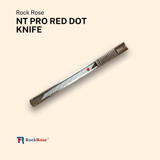 Rockrose Red Dot Knife with Snap Off Blade - Lightweight Utility Knife Blades for Precision Cutting - Stainless Steel Cutting Blade with Locking Feature - NT Pro Red Dot Knife