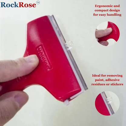 RockRose 4'' Blade Scraper for Precision Cutting - Plastic Material Scraper with Stainless Steel Blades for Car Vinyl & Window Tint - Best Double Side Blade for Smooth Cuts Around Edges