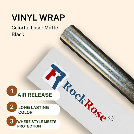 Vinyl wrap colorful laser matte black with rockose logo and packaging with air release long lasting color and style meets protection