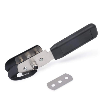 Vinyl paper cutter tool with a black handle on a white background