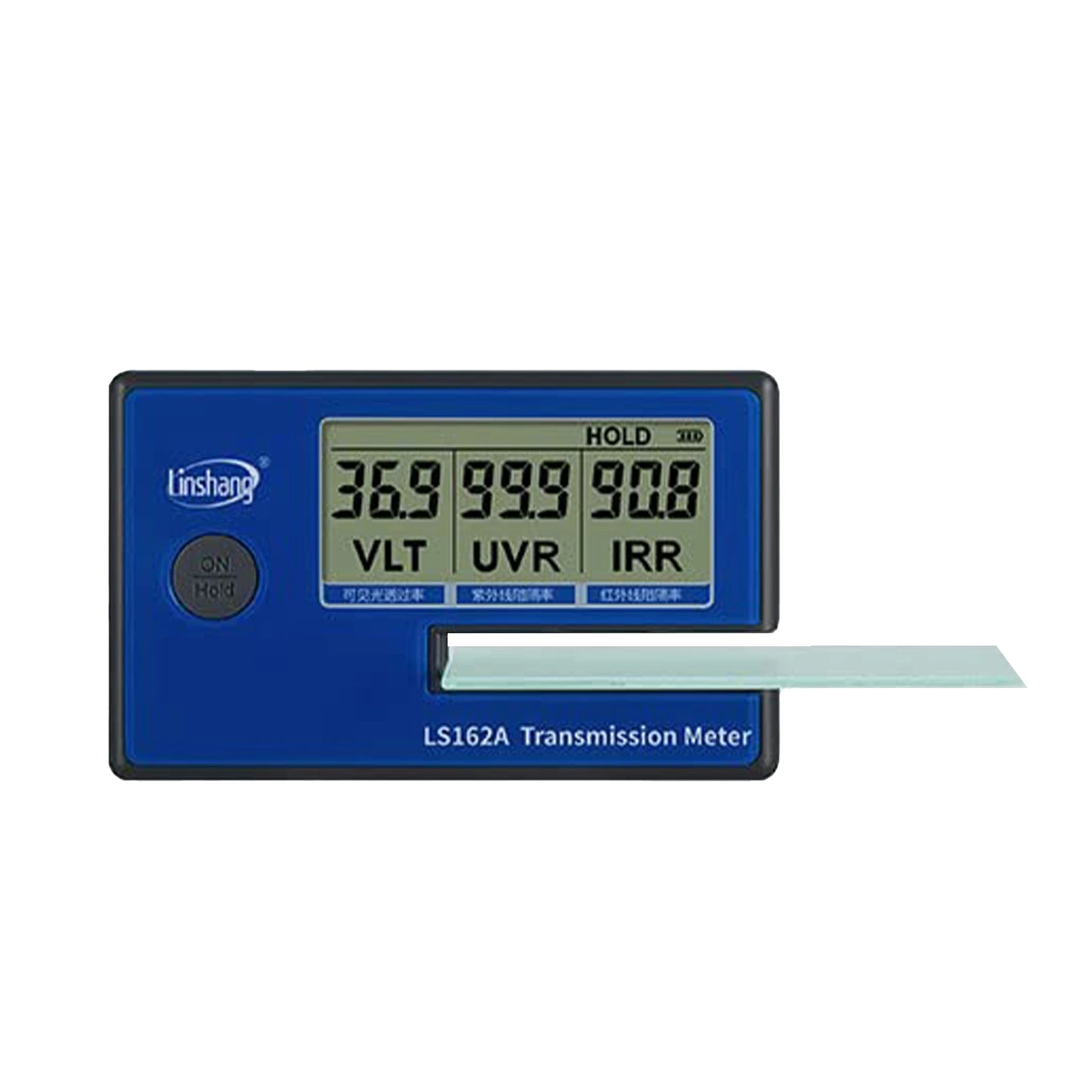 Digital transmission meter with blue casing and visible linshang logo on a white background