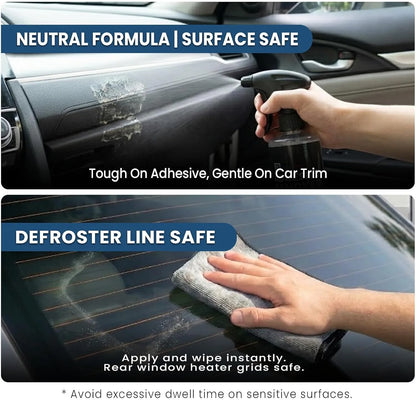 Person cleaning car interior with a neutral formula surface safe product.
