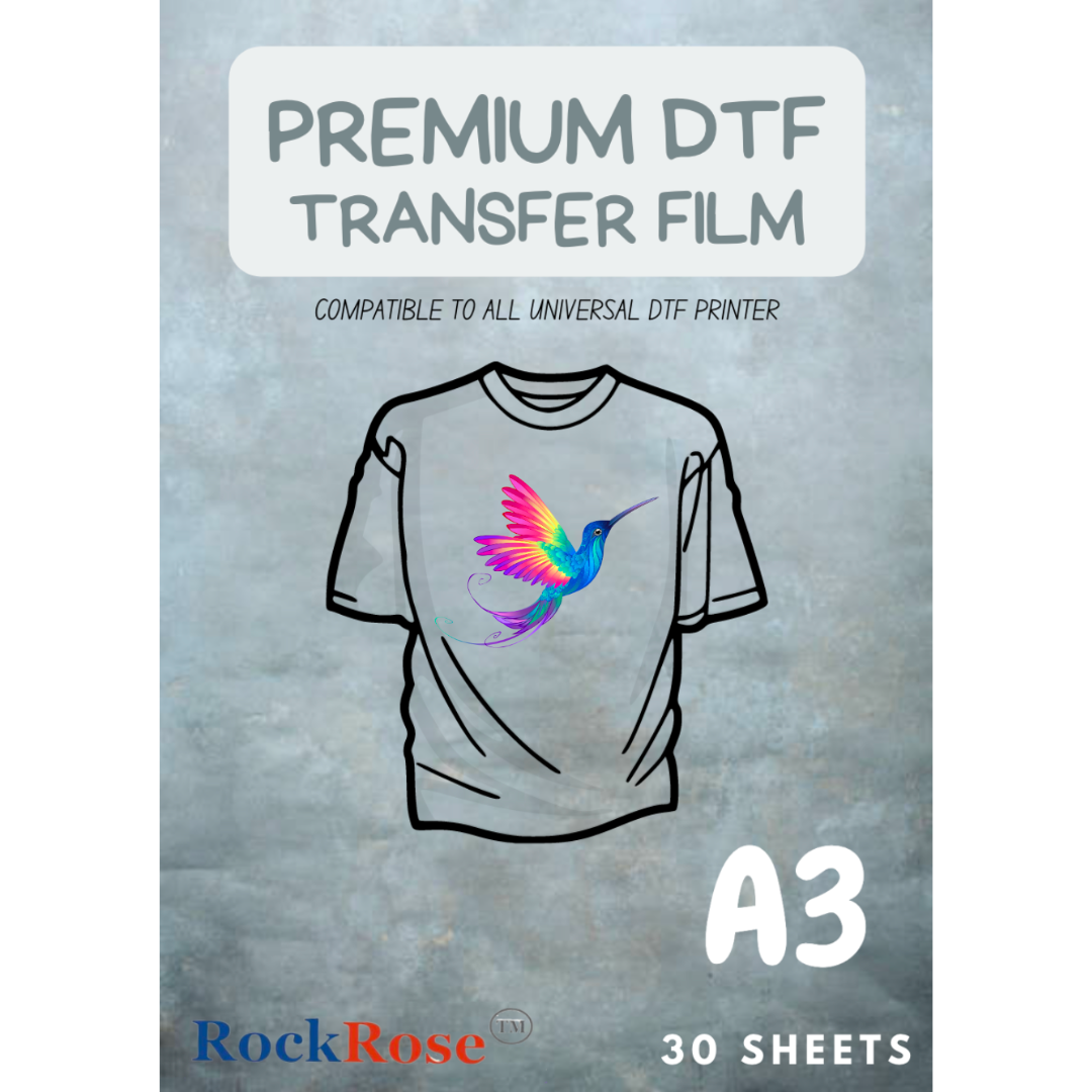 Rockrose DTF Film Roll Sublimation Paper for Dark & Light Fabrics - Powder & Inkjet Transfer Paper Roll - Polyethylene Terephthalate Material Sublimation Transfer Paper