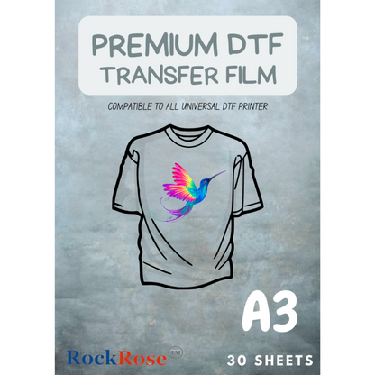 Rockrose DTF Film Roll Sublimation Paper for Dark & Light Fabrics - Powder & Inkjet Transfer Paper Roll - Polyethylene Terephthalate Material Sublimation Transfer Paper