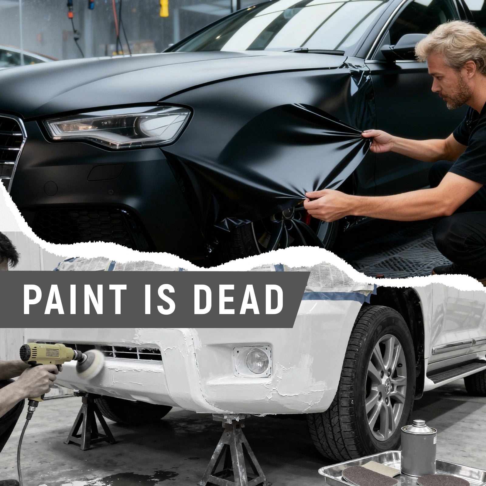RockRose Matte Black Vinyl Wrap installation process – easy application alternative to paint with bubble-free air-release technology.