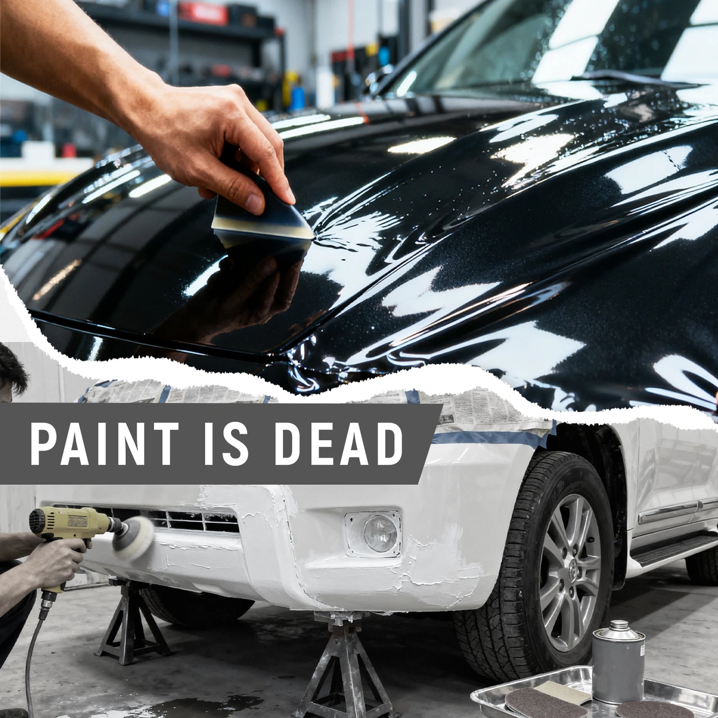 RockRose Gloss Black Vinyl Wrap installation process – easy to apply, air-release design replaces traditional car paint jobs.