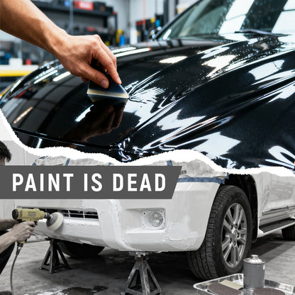 RockRose Gloss Black Vinyl Wrap installation process – easy to apply, air-release design replaces traditional car paint jobs.