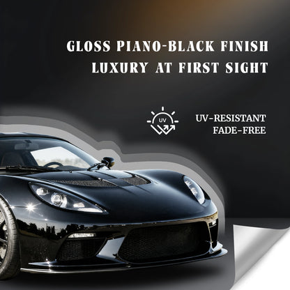 RockRose Gloss Black Vinyl Wrap featuring piano-black luxury finish – sleek, reflective surface for a professional, mirror-like look.