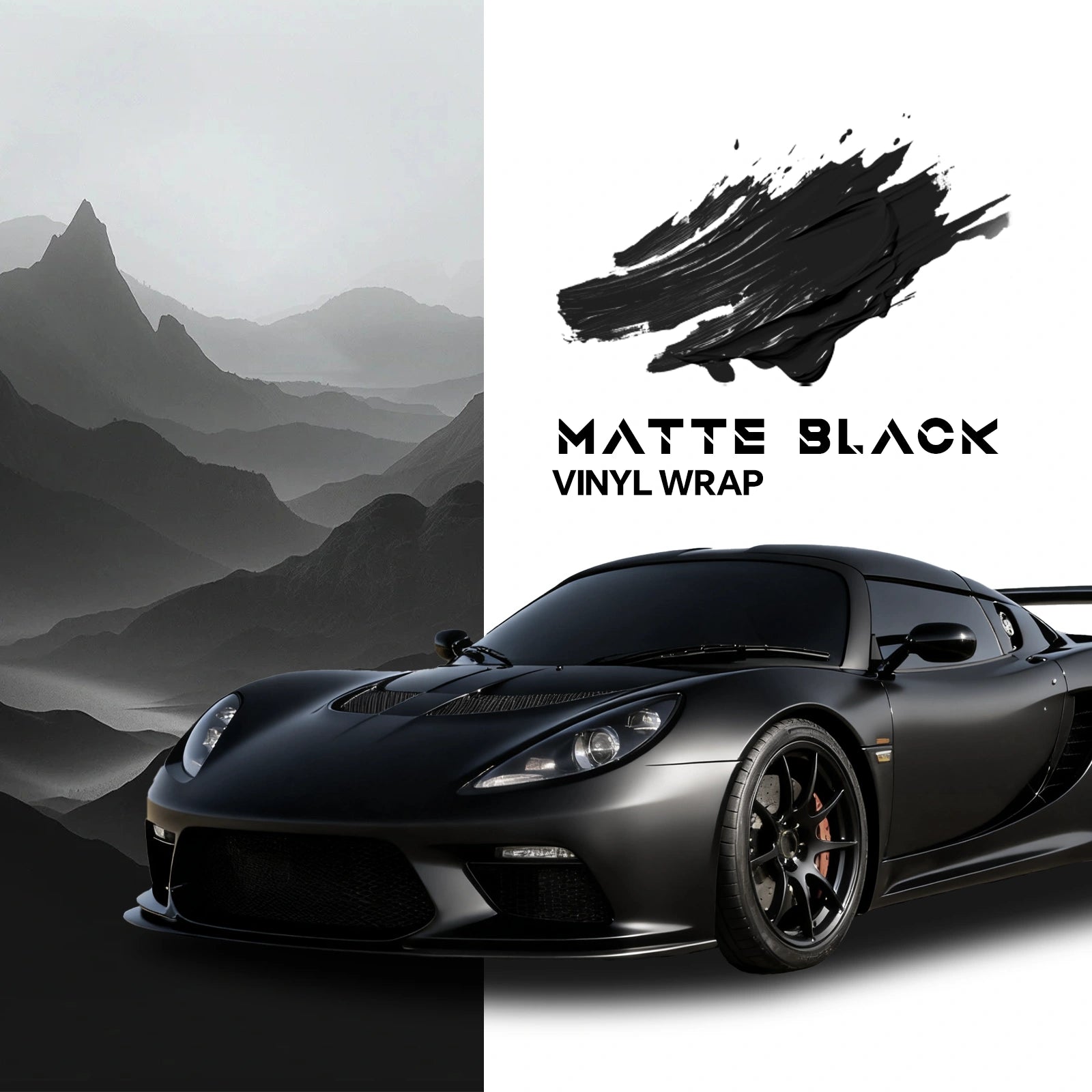 RockRose Matte Black Vinyl Wrap showcasing luxury matte design – bold, modern automotive styling for premium car customization.